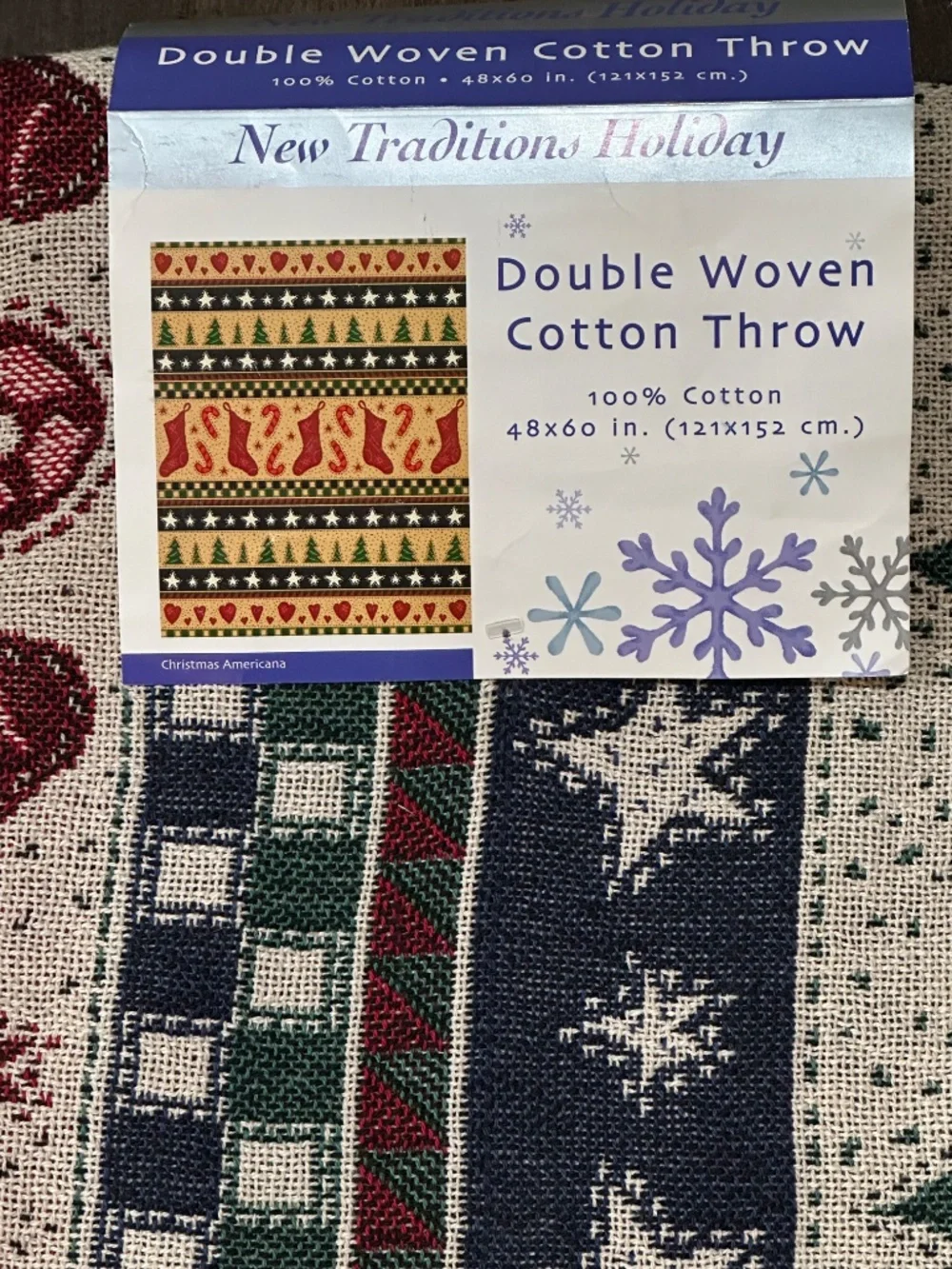 Vintage Sears Throw Blanket Christmas Holiday Double Woven Cotton 48